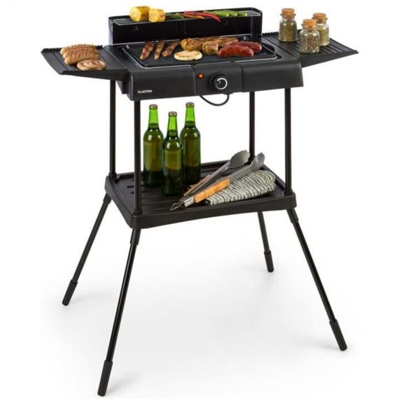 Klarstein - Dr. Beef Pro Electric Grill 2000W Non-Stick Grill Surface Side Tables - Black 4060656225062 4060656225062
