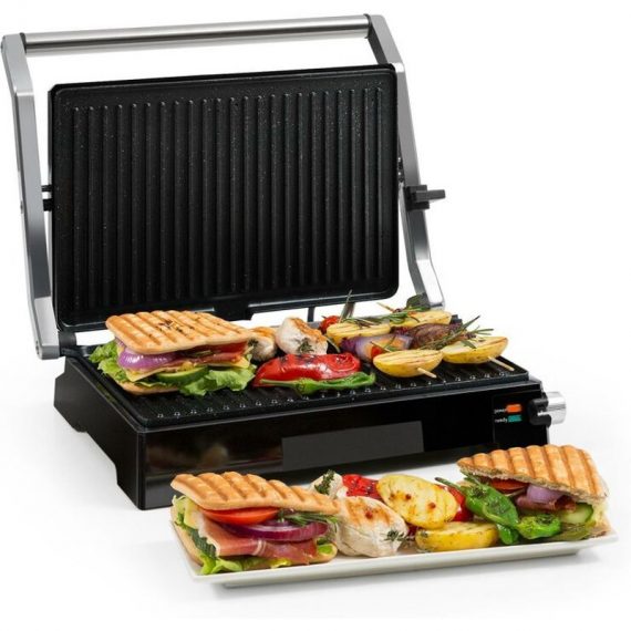 Klarstein - Buffalo Contact Grill Panini Maker 2000W Stainless Steel Silver / Black - Silver 4060656154669 4060656154669
