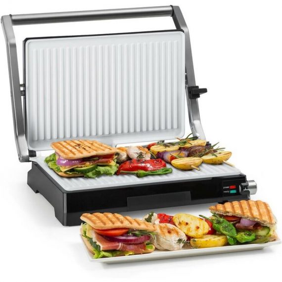 Klarstein - Buffalo Contact Grill Panini Maker 2000W Stainless Steel Silver / Black - Silver 4060656154676 4060656154676