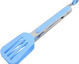 10.4 inches (26.5cm) Kitchen Silicone Tongs, Stainless Steel Handles, Anti-Scalding Grill Clip Bread Steak, Retractable Padlock - Bleu LIA09931 9771353147131