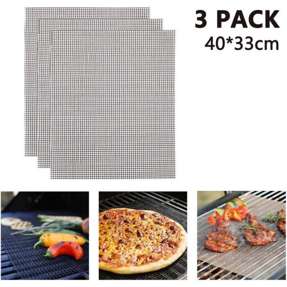 Zqyrlar - 3pcs bbq Grill Mesh Mat Non Stick Barbecue Grill Sheet Liners Grilling Non-stick Mat Fish Vegetable Smoking Accessories Gas, Charcoal Grill Mano-ZQUK-638 6273996014045