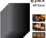 Zqyrlar - 6PCS 100% Non-Stick Reusable and Easy to Clean BBQ Grill Mat and Baking Mat - Operates on Gas, Charcoal, Electric Grill and more, Black Mano-ZQUK-629 6273996013956