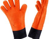 Zqyrlar - 1 Pair Heat Resistant Oven Gloves Silicone Grill Gloves Long Waterproof BBQ Oven Gloves with Cotton Layer Inner for BBQ, Baking, Cooking Mano-ZQUK-671 6273996014373