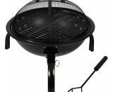 Tough Master - Portable Fire Pit bbq Grill 17' / 45cm, round, tempered steel, with folding legs TM-FPR17 5060279873342
