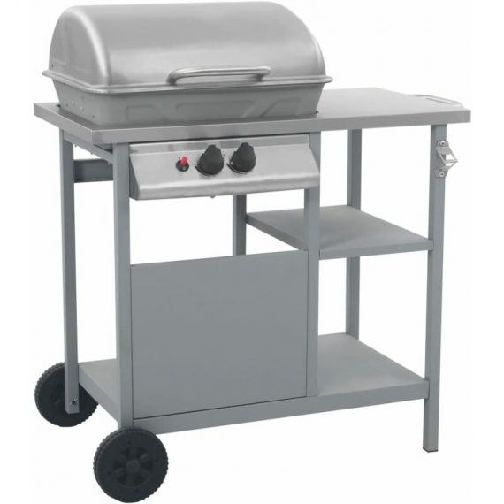 Betterlifegb - Gas BBQ Grill with 3-layer Side Table Black and Silver33196-Serial number 47394
