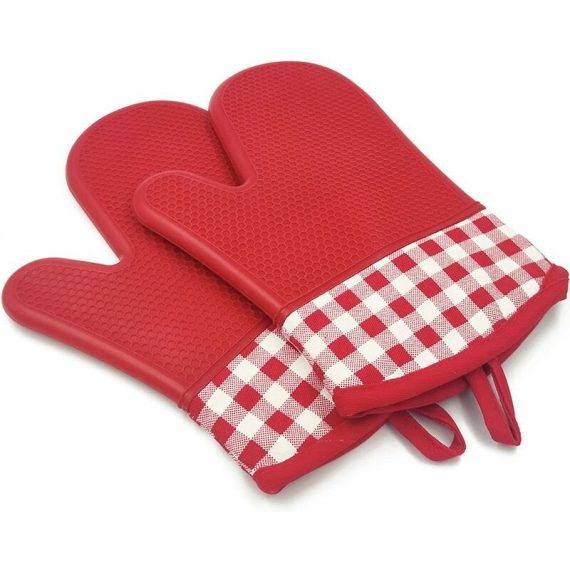 1 Pair Kitchen Gloves Oven Gloves and Potholders Heat and Non-Slip Microwave Gloves Silicone Cotton Resistant 300°C BBQ Gloves Cooking Grilling RBD020734LWL 9015272820455