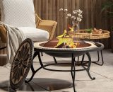 Livingandhome - Mosaic Garden Grill Fire Pit Table with Poker & Rain Cover, Style b CX0280 747492488298