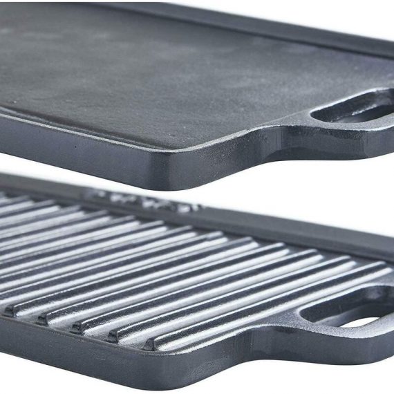 Garden Mile - Medium 40cm Cast Iron Double Sided Griddle Plate Grill Pan GP501 5017403123910