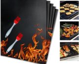 Mohoo - 5x bbq Grill Mat non-stick Oven Liners Baking Reusable Barbecue Sheet + 2 Brush BPRP8274109 9394816912086
