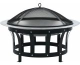Outdoor Fire Pit with Grill Stainless Steel 76 cm - Hommoo DDvidaXL46530_UK 7685213628451