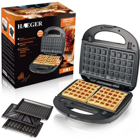3 in 1 Sandwich Maker, Waffle Maker, Contact Grill, Dishwasher Safe and Non-Stick Plates [Energy Class a+++] MM-OSUK-4329