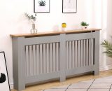 Extra Large Grey Oak Top Radiator Cover Wooden Wall Cabinet Slatted Grill York RADYORXGO 5056065442052