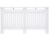 Radiator Cover Painted Slatted mdf Cabinet Lined Grill 152x19x81cm - White - Homcom 5055974825031 5055974825031