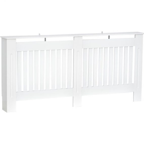Radiator Cover Painted Slatted mdf Cabinet Lined Grill 172x19x81.5cm - White - Homcom 5055974825048 5055974825048