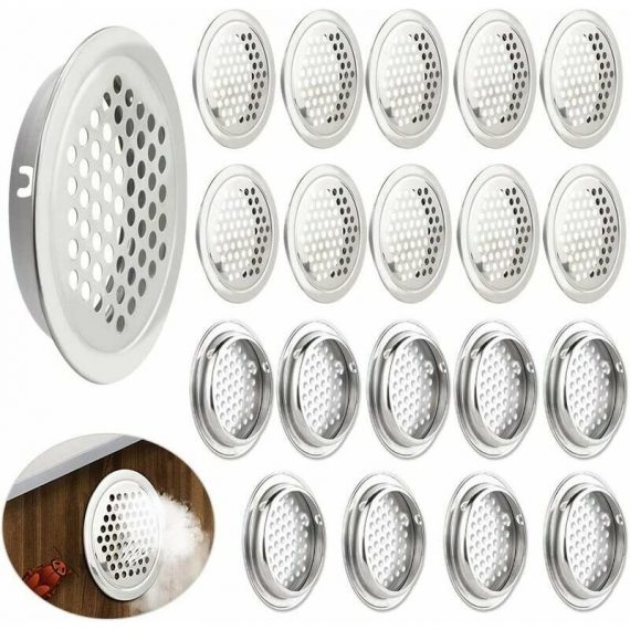 20 PCS Decorative Ventilation Grille 53mm Air Vent Grille Hole Stainless Steel Round Grille Aeration for Kitchen Cabinet Furniture HH-C-0919057 6286512095756