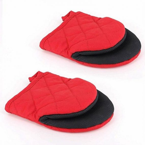 2 pcs Oven Gloves Non-Slip Neoprene Heat Resistant Oven Gloves for Cooking, Grilling, Barbecue (Red) YBD006254HHY 9126316562672