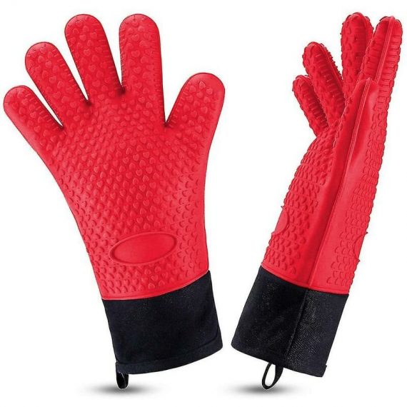 1pair Heat Resistant Cooking Gloves Silicone Grilling Gloves YBD022809WJY