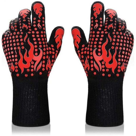 1 Pair Bbq Gloves, 1472f Heat Resistant Grilling Gloves Silicone Non-slip Oven Gloves Long Kitchen Gloves For Barbecue, Cooking, Baking, Cut M1-X005-20221222-00809-JX 4271021844188
