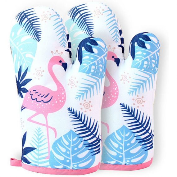 1 Pair Flamingo Pattern Oven Gloves Anti-heat Oven Gloves for Barbecue Grilling bbq Handling Y0001-UK2-k0057-220727-033 8701080700843