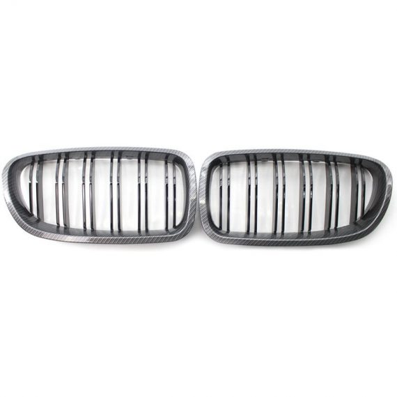 2 Set Front Grille Carbon Fiber Frame Glossy Black Dual-slats Style Left & Right Replacement for bmw F10 5-Series 520i 523i 525i 528i 530i 535i 550i DS_IS18719_SY221005 4502190378403