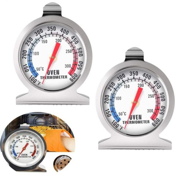 50-300°C/100-600°F Oven Thermometer,2 pcs Oven Grill Fry Chef Smoker Thermometer Instant Read Thermometer Stainless Steel Kitchen Cooking t. (Sliver) Mano-ZQ-8626 6089639503278