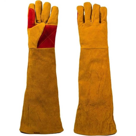 1 Pair Welder Gloves Long Sleeve Heat Resistant Non-Slip Cowhide Leather Gloves for Welding Barbecue Oven Grill Gardening CMH-778