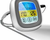 Newest Instant Read Meat Thermometer 40 Inch Probe Cable Safe Food Cooking Digital Oven Thermometer With Touch Screen Color Led Display For Grill GQ-040717