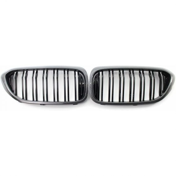 1 Pair of Front Grille Carbon Fiber Frame Glossy Black Dual-slats Style Left & Right LZD-C-12160995 6286583148504
