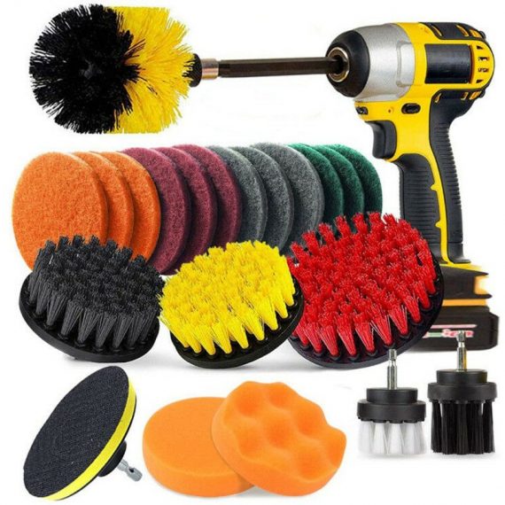 22 Pieces Cleaning Brush for Drill, Attaching Electric Drill Brush Kit Cleaning the Kitchen Room Bath Tiles Coulis Floor Mat Car Carpet Grill Turbo PERGB006993 9793228159261