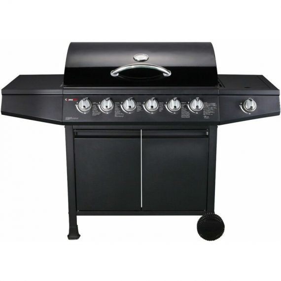 Cosmogrill - CosmoGrill 6+1 Gas Burner Grill bbq Barbecue w/ Side Burner & Storage - Black 93422 5060381723160