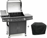 Cosmogrill - CosmoGrill 4+1 Pro Gas bbq Barbecue Grill Inc. Side Burner- 93411 with cover - Black 93411+cover 5060381720916