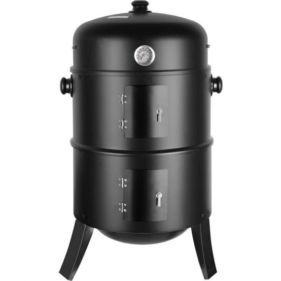 Bamny - Smoker Barbecue 3 in 1 Multi-Function Charcoal Barbecue with Thermometer Included with Hooks, 3 Large Capacity Grills for Outdoor Cooking 1006380 768558597907