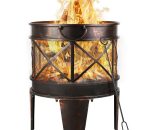 Bbq Fire Pit, 17inch Metal Mesh Heater Fire Brazier, 4-Leg Fire Basket with Metal Frame/BBQ&Charcoal Grill/Handles/Poker for Garden, Camping & 1018783 665878250881