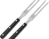 Devenirriche - 2 Carving Forks Pot Forks Stainless Steel Meat Fork with Plastic Handle 10.6 Inch Grill Serving Fork Barbecue Fork with Black Handle Mano-ZQUK-6603 6273997025705