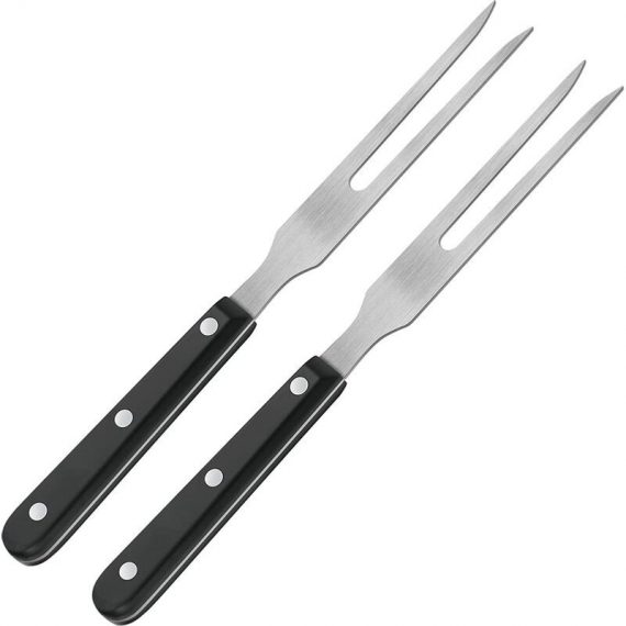 Devenirriche - 2 Carving Forks Pot Forks Stainless Steel Meat Fork with Plastic Handle 10.6 Inch Grill Serving Fork Barbecue Fork with Black Handle Mano-ZQUK-6603 6273997025705