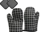 Gift - 4 Oven Gloves Heat Resistant Oven Mitt Cotton Oven Gloves with Cotton Lining Heat Resistant Up to 180°C Suitable for Cooking Microwave Grilling RBD021679 9383853027990