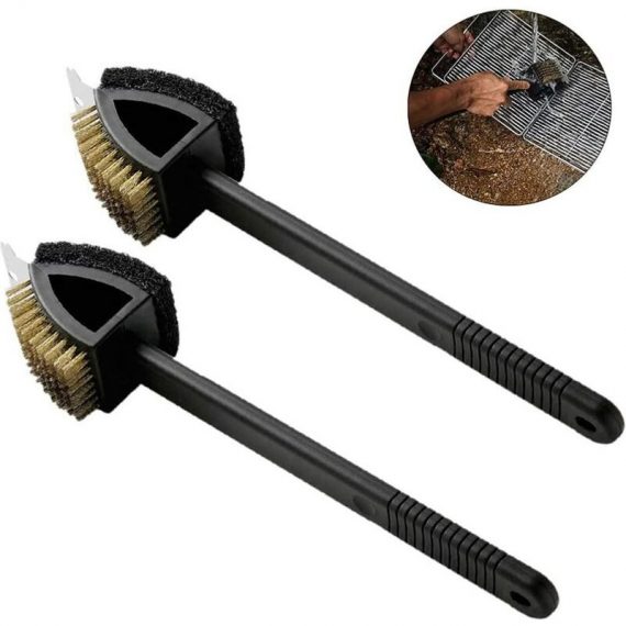Betterlifegb - 2 Pieces Grill Cleaning Brush Outdoor Picnic Clean Barbecue Grill Three in one Brush Professional Grill Brush with Scraper Stainless BETGB018517 9466991853376