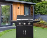 Livingandhome - 3 Burner Outdoor bbq Propane Gas Grill with Wheels AI0966 735940294553