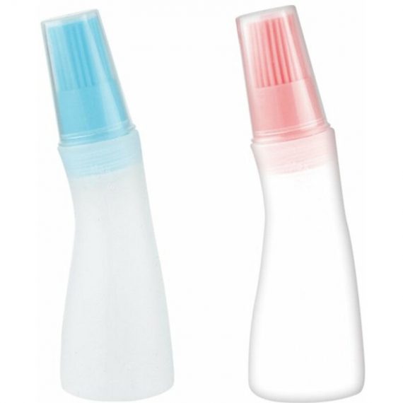 Hiasdfls - BBQ/Pastry Basting Brushes,Silicone Cooking Grill Barbecue Baking Pastry Oil/Honey/Sauce Bottle Brush,Set of 2 Light Blue+Pink Bent Mano-HS-2581 6135791956268