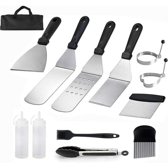 12 Pcs Professional bbq Griddle Accessory Set, Stainless Steel Spatula - Ideal for Teppanyaki Grilling - Grill Gift Kit SZUK-5020 4391570222043