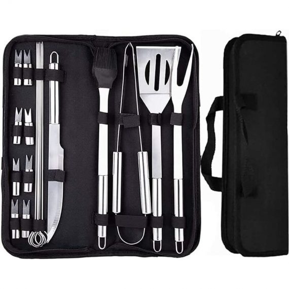 18 Piece BBQ Kit, BBQ Utensils Kit Stainless Steel BBQ Tool BBQ Brush Tongs, Fork, Skewers for Garden, Outdoor, Hiking and Travel Grilling WYY-OSQI-UK1063 2982590406739