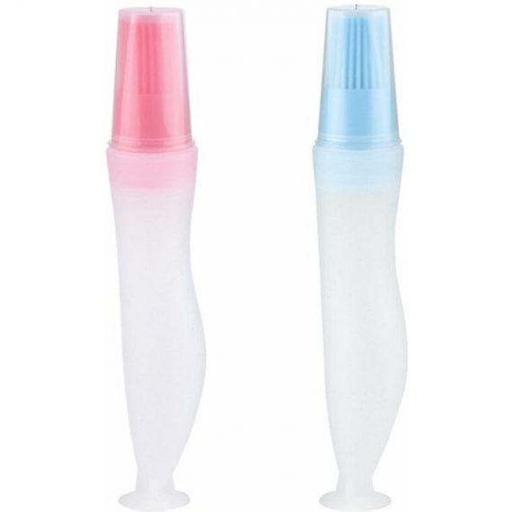 Hiasdfls - BBQ/Pastry Basting Brushes,Silicone Cooking Grill Barbecue Baking Pastry Oil/Honey/Sauce Bottle Brush,Set of 2 Light Blue+Pink Suction cup Mano-HS-2583 6135791956282