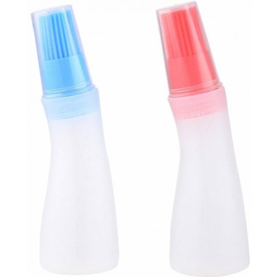 BBQ/Pastry Basting Brushes,Silicone Cooking Grill Barbecue Baking Pastry Oil/Honey/Sauce Bottle Brush,Set of 2 Red+Blue Bent Mano-HS-2580 6135791956251
