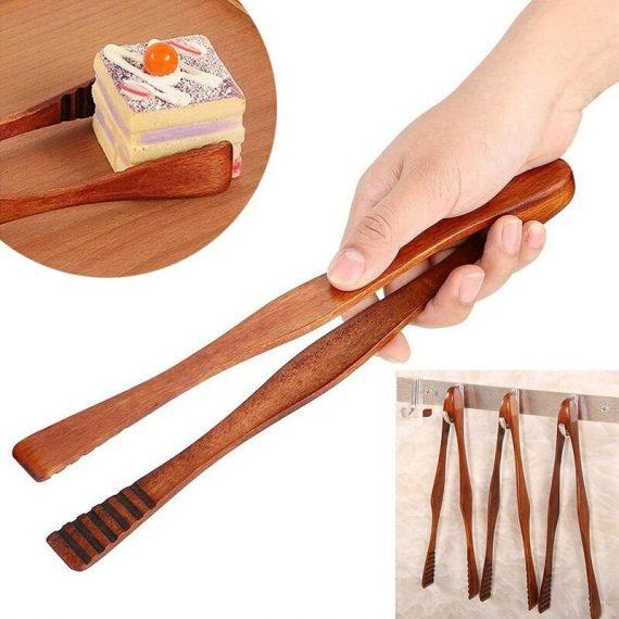 Hiasdfls - Bamboo Toaster Tongs 26.5cm Bamboo Tea Tongs Wooden Grill Clips Wood Tongs Bread Gadgets Kitchen Tongs Handmade Wood For Cooking Camping Mano-HS-1441 6135791821627