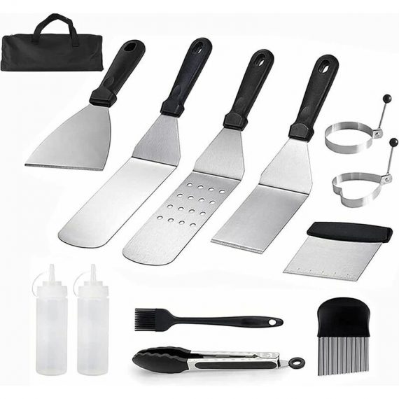 12 Pcs Professional BBQ Griddle Accessories Set, Stainless Steel Plancha Spatula - Ideal for Teppanyaki Grilling - Grill Gift Kit Y0045-UK1-230210-6069 4772783563749