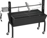 Outsunny - Charcoal bbq Rotisserie Grill Roaster Height Adjustable with Wheels - Black 5056534553739 5056534553739