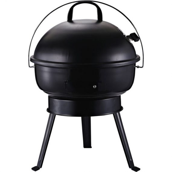 Bbq Charcoal Grill Portable Outdoor Party w/ Airvents Anti-Scald Handle - Black - Outsunny 5056029895924 5056029895924