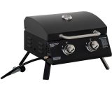 Outsunny Portable Tabletop Gas BBQ Grill Barbecue w/ 2 Burner Lid Thermometer - Black 5056534562021 5056534562021
