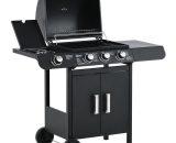 Deluxe Gas Barbecue Grill 3+1 Burner Garden bbq w/ Large Cooking Area - Black - Outsunny 5056399127311 5056399127311