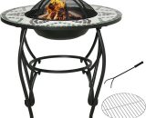 Outsunny - 3-in-1 Outdoor Fire Pit, Garden Table with bbq Grill Screen Cover - Black, Multi-colored Top 5056534571788 5056534571788